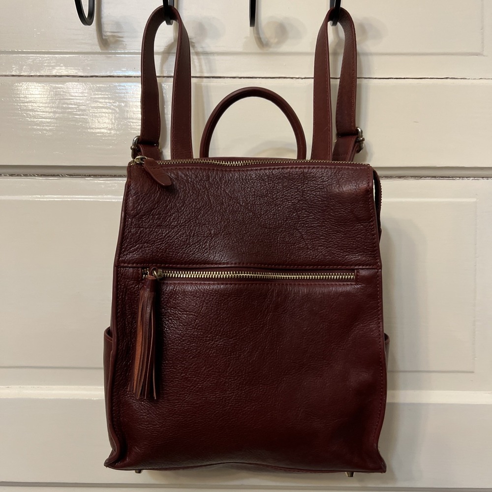 VTG WILSON LEATHER PELLE STUDIO BACKPACK DARK RED MESSENGER STYLE NICE W Handle